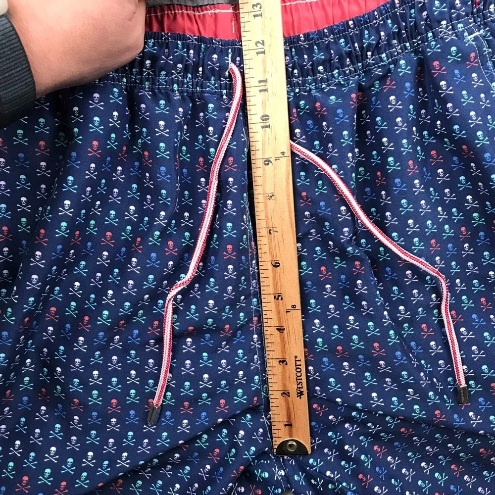 Peter Millar Sea Pirates Swim Trunks Mens L Navy Crossbones 7